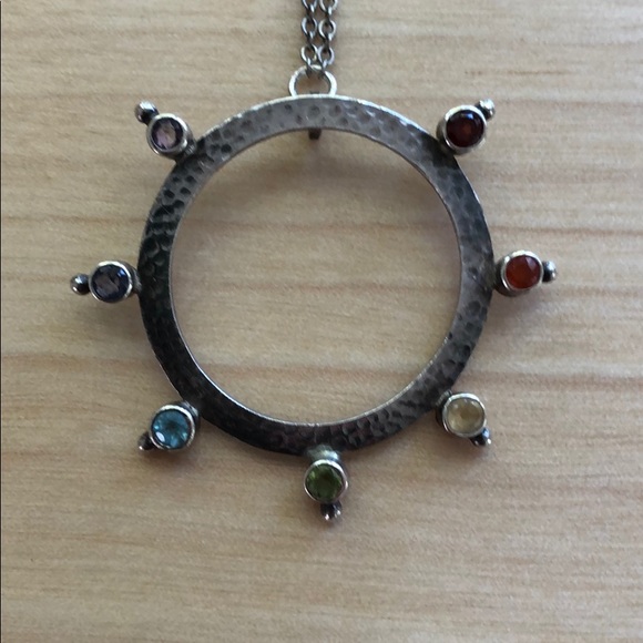 SOLD 🙌🏼 Sterling + Gemstones Chakras Circle Pendant - Picture 1 of 7
